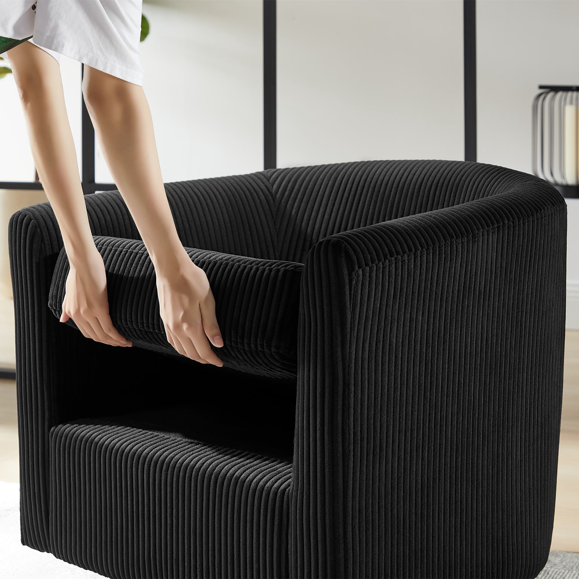 Swivel Accent Chair 360° Comfy Recliner Corduroy Arm Chair