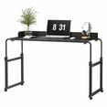 thumbnail image 3 of Overbed Table with Wheels, Adjustable Bed Table for Home and Hospital, Rolling Over the Bed Desk with Baffle and Lockable Casters, Height & Length Adjustable Laptop Table (Black), 3 of 8
