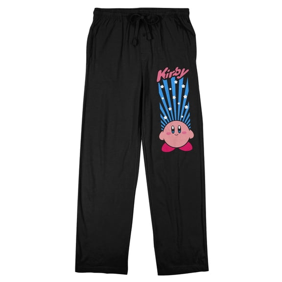 Kirby In the Stars Character and Logo Men's Black Graphic Sleep Pants-Medium