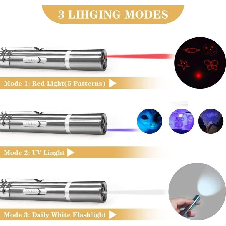 USB Charging Laser Pointer Toy Interactive Cat Toys for Indoor Pets 5 Switchable Patterns