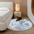 thumbnail image 2 of Round Rugs 3.3Ft, Blue Jellyfish Coastal Round Area Rug Washable Indoor Throw Carpet, Beach Nautical Ocean Coral Seahorse Soft Non Slip Circle Rug for Laundry Room Patio Home Decor Aesthetic, 2 of 8