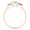 thumbnail image 4 of 0.8 ct Emerald Cut White Sapphire 3 Stone 18K Rose Gold Womens Engagement Ring, 4 of 5