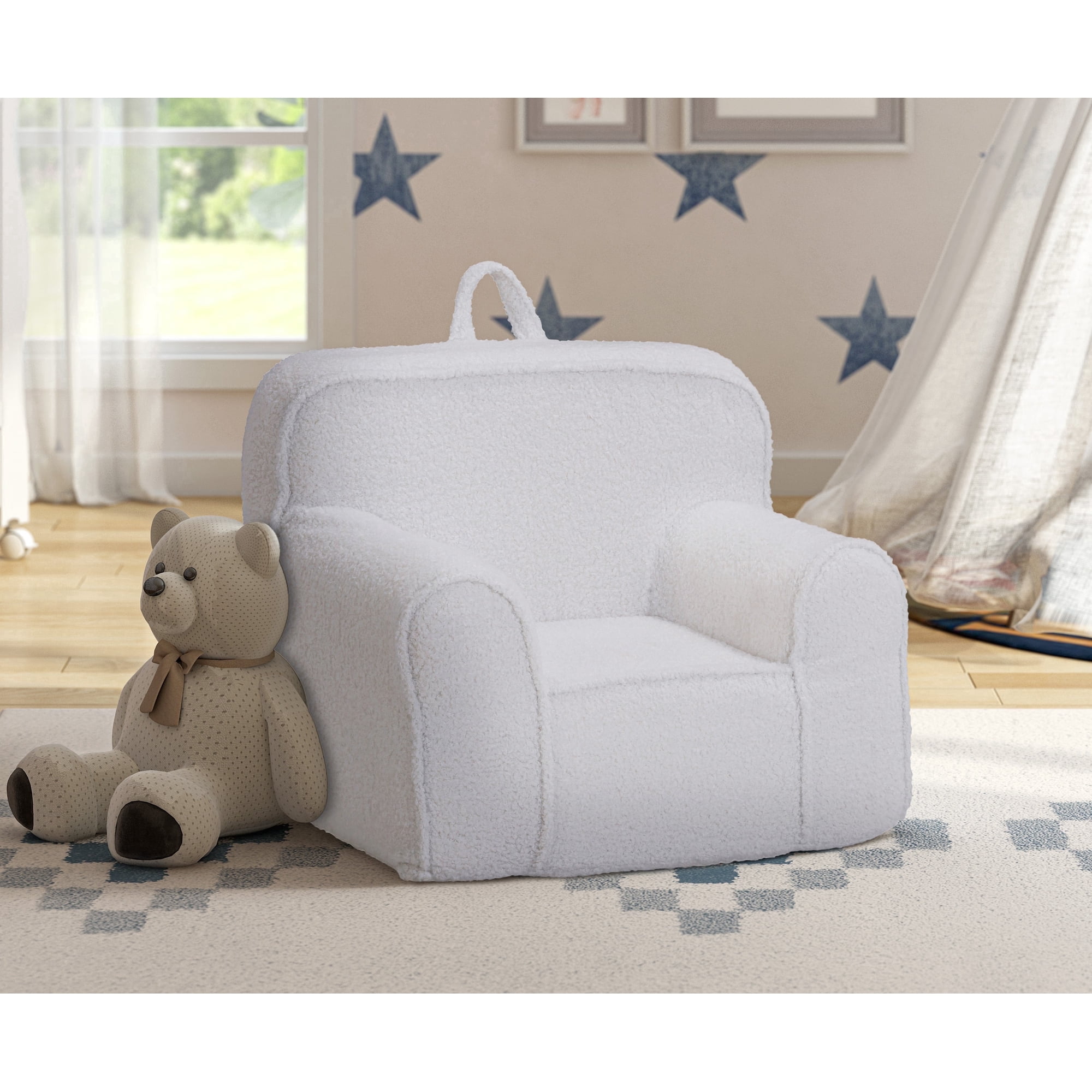 Olive & Opie Kuddlez Kids/Toddlers Foam Chair with Washable Cover, Soft White