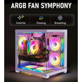 thumbnail image 3 of Evounic Gaming PC Desktop Intel Xeon E5 12Core, RTX 4060, 64GB RAM, 512GB NVMe SSD, 1TB HDD, Win 11, WiFi 6, BT5.4, 650W, W/ RGB Keyboard & Mouse, 3 of 8