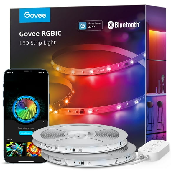 Tira de luces LED Govee, control de la aplicación Bluetooth RGBIC de 30 m