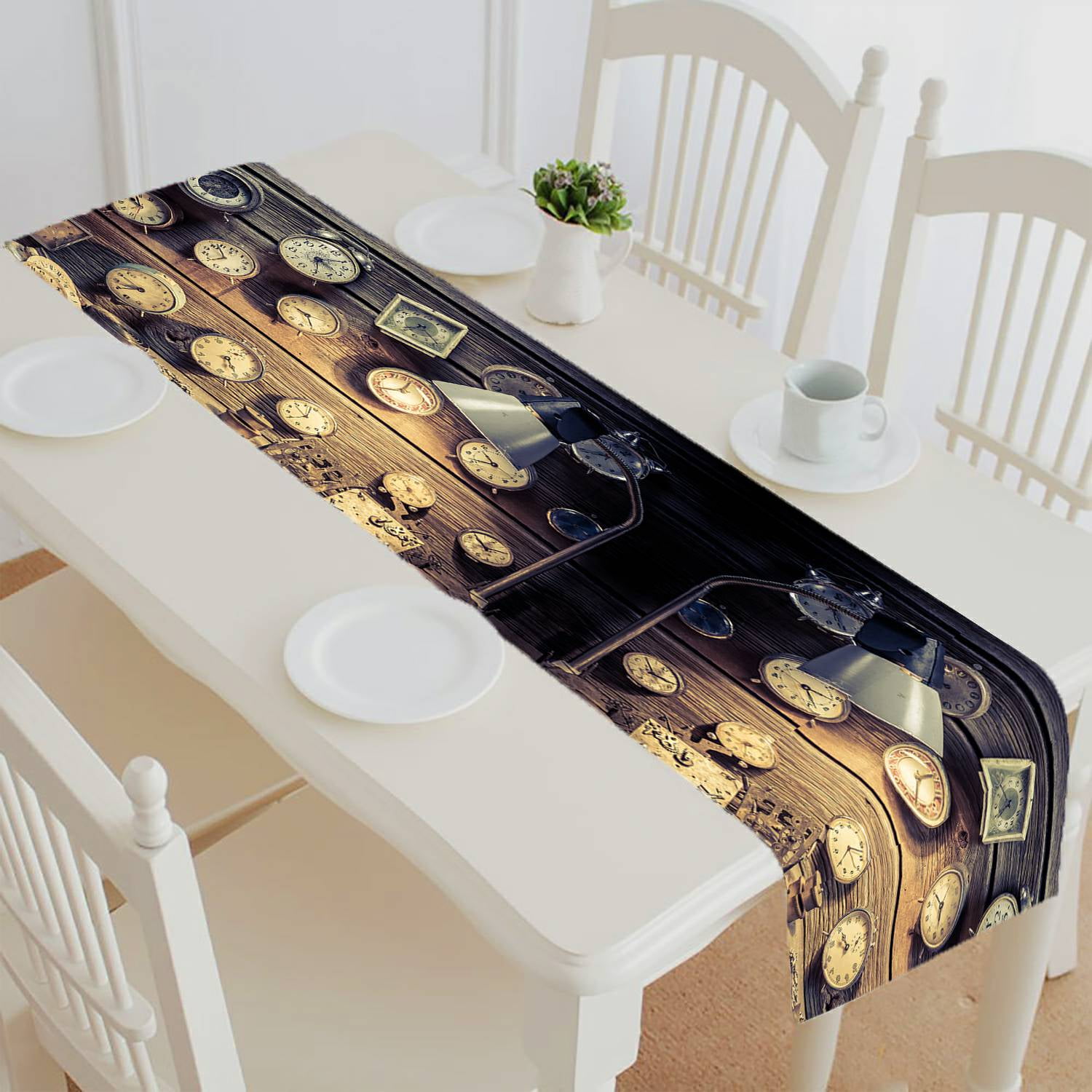 ECZJNT Watchmaker workshop clocks repair table runner table cloth tea ...