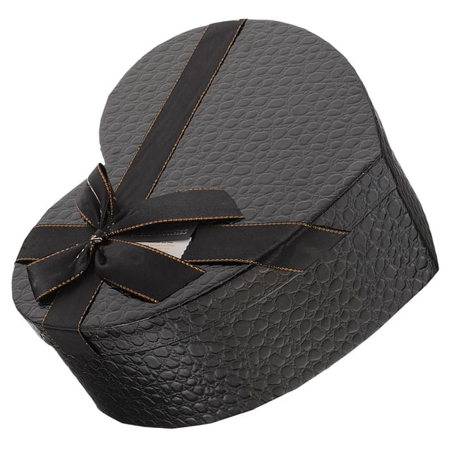 GARVALON 1Set Heart Shaped Box Black Paperboard For Elegant Packaging