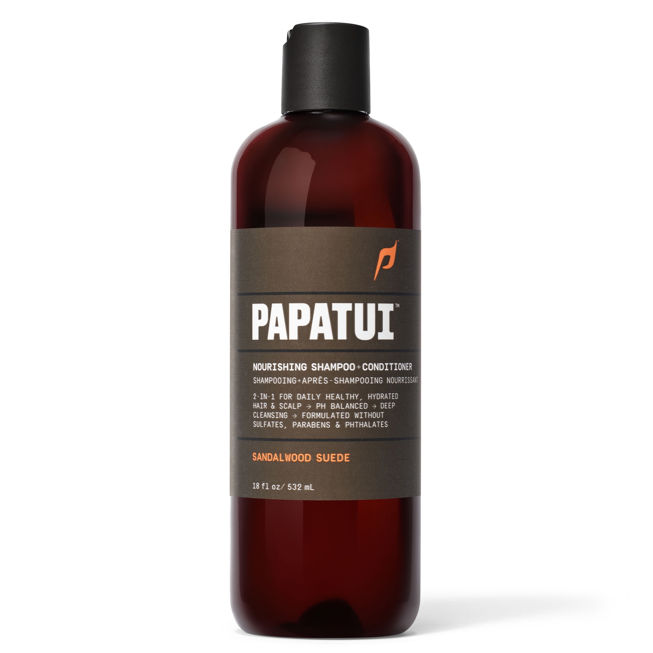 Papatui Men's Nourishing Shampoo and Conditioner 2-in-1, Sandalwood Suede, 18 oz