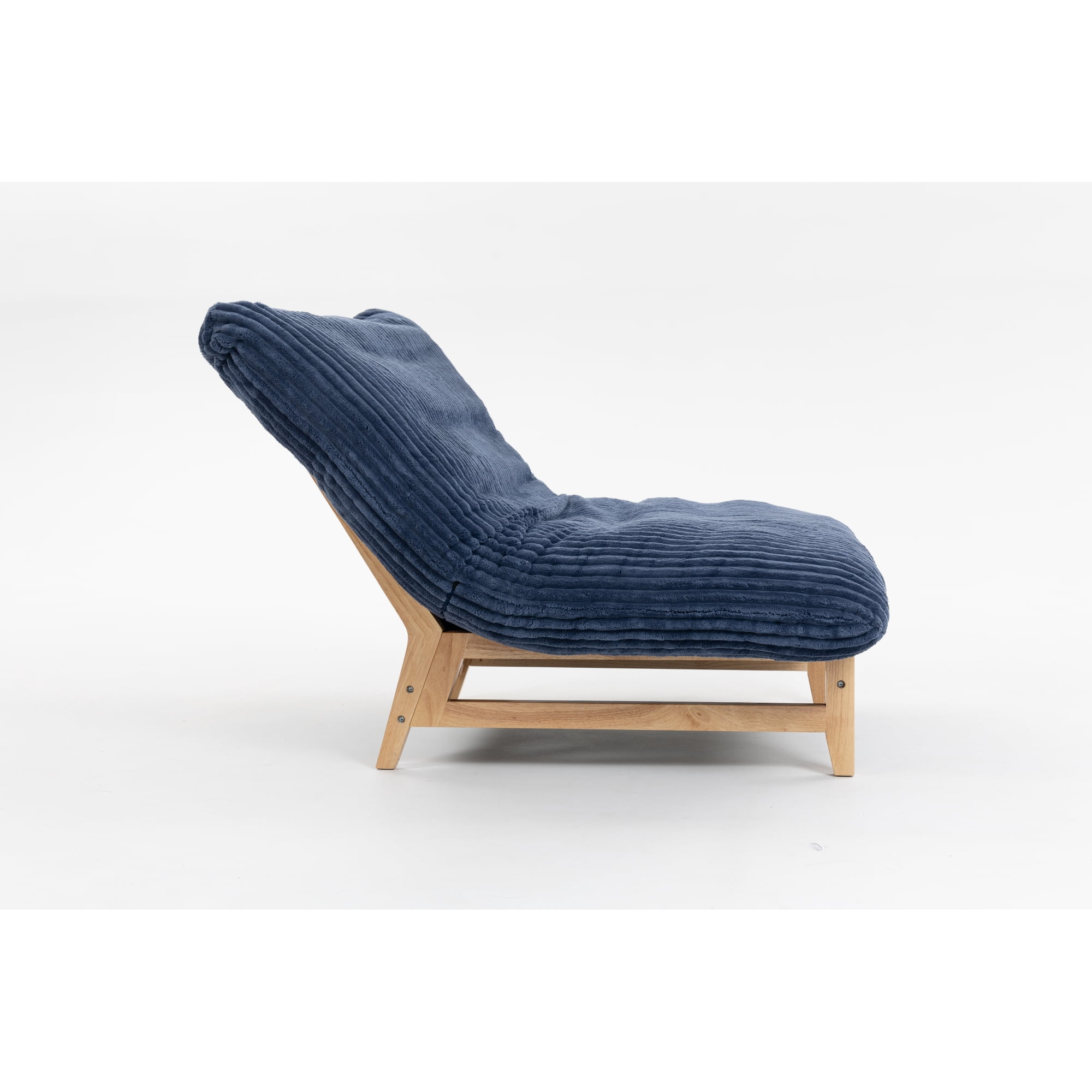 Leumius Accent Armless Chair Lazy Sofa Chair with Solid Wood Frame & Backrest,Corduroy Casual Single Sofa Chair for Living Room,Bedroom,Blue