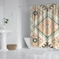 thumbnail image 3 of Extra Long Boho Shower Curtain 72x84 Inches - Vintage Floral & Tropical Leaves Pattern, Waterproof Bohemian Bathroom Decor with 12 Hooks, Tribal Rustic Style, 3 of 5