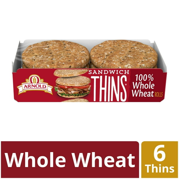 Arnold 100 Whole Wheat Sandwich Thins, 6 Rolls, 12 oz