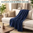thumbnail image 5 of PAVILIA Soft Lightweight Twin Fleece Blanket for Couch Bed, Navy, 60x80, 5 of 8