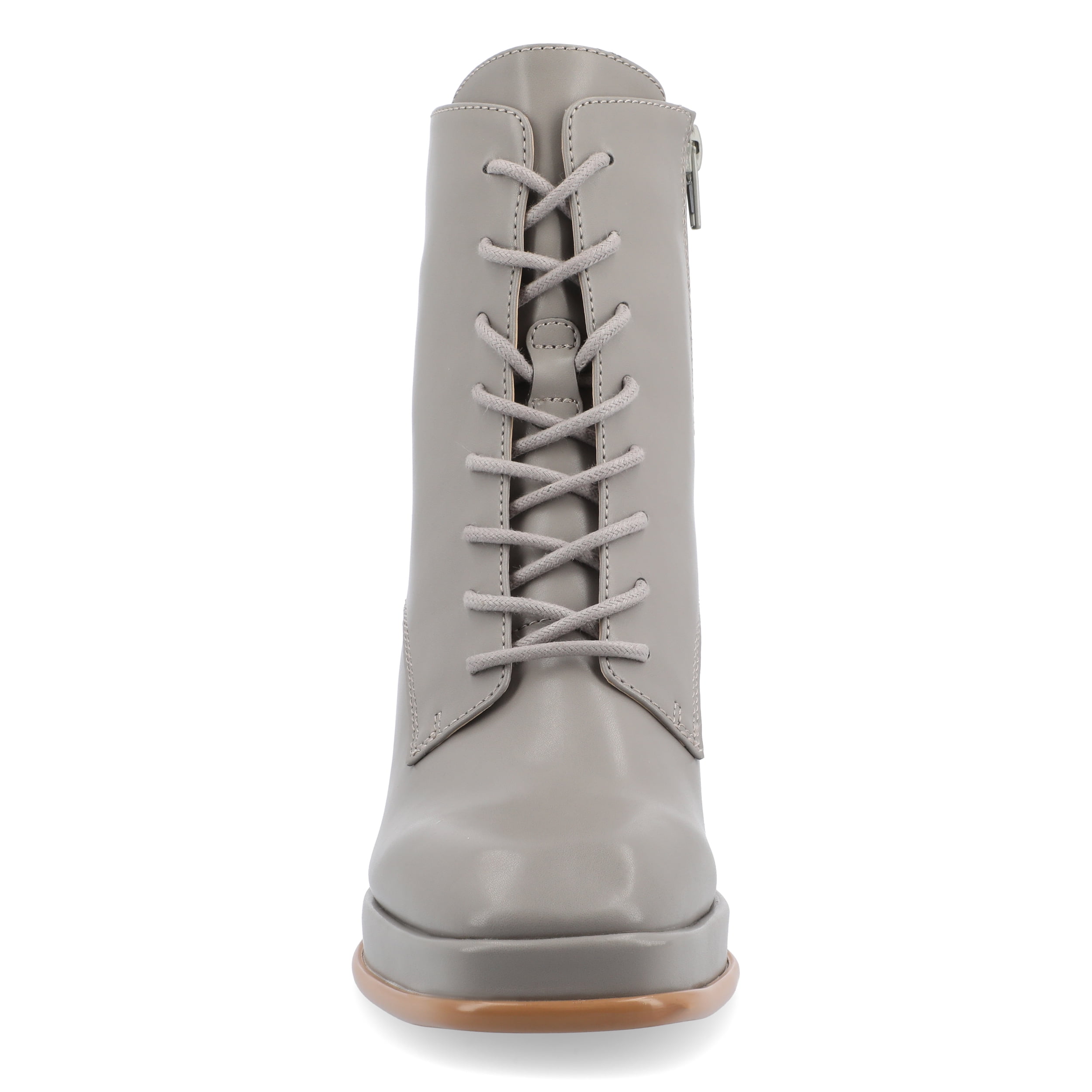 Journee Womens Kalindi Lace Up and Zip Entry Square Toe Booties, Widths Available