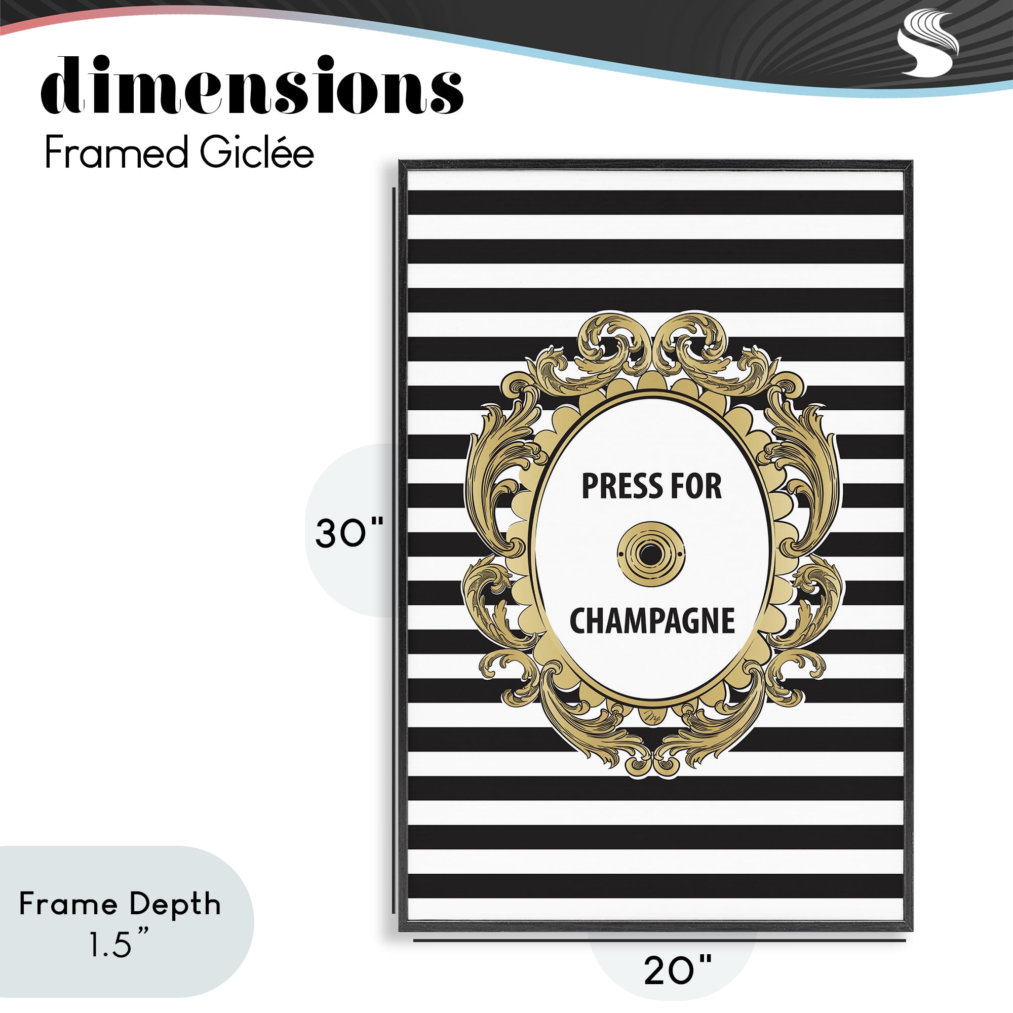 Stupell Industries Press For Champagne Celebration Black Framed Giclee Art, design by Martina Pavlova