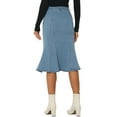 thumbnail image 3 of INSPIRE CHIC Women's Skirts Fishtail Bodycon High Waist Midi Jean Denim Skirt S Light Blue, 3 of 6