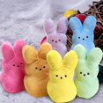 thumbnail image 6 of ValHome Rainbow Peep Bunny Plush Toys Easter Basket Stuffed Animals - 5.9" Bunny Plushies Rabbits Huggable Pillow - Easter Egg Hunt Prizes Spring Tiered Tray Décor Birthday Gifts for Kids (Yellow), 6 of 8