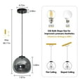 thumbnail image 4 of LMQNINE Smoke Gray Glass Pendant Light Black Island Fixture Adjustable Hanging Lamp for Kitchen Bedroom Dining 7.87 inch 3-Pack, 4 of 8