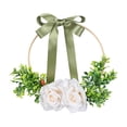 thumbnail image 1 of Corona floral de flores artificiales de seda con aro redondo para fiesta de cumpleaños Blanco, 1 of 9
