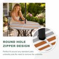 thumbnail image 4 of Round Outdoor Tablecloth with Umbrella Hole and Zipper, Orange Grey Striped Tablecloth with Elastic Waterproof, Horizontal Lines Simple Minimalist Patio Table Covers for 31" - 35" Picnic Pool Tables, 4 of 9