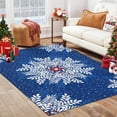 thumbnail image 4 of Christmas Rug 9x12 Snowflake Large Washable Area Rug for Hallway Non Slip Throw Rugs Low Pile Carpet for Bedroom Living Room Blue, 4 of 7