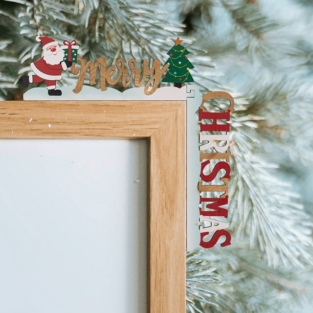 Décoration De Porte De Noël En Bois - Père Noël Et élan, Avec Autocollants, Pour Intérieur (fenêtre/mur)