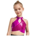 thumbnail image 5 of iiniim Girls 2 Piece Dance Outfits Sparkly Sequins Crop Top with Mini Skirt Jazz Latin Ballroom Dancewear Hot Pink 10, 5 of 7