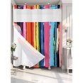 thumbnail image 4 of Colorful Striped No Hook Shower Curtain Waterproof,Bathroom Curtains with Snap in Liners and See Through Top Window,Modern Rainbow Abstract Graffiti Art Hotel Style Bathtub Curtains Shower 66"Wx72"L, 4 of 8