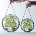 thumbnail image 4 of St Patricks Day Gnome Truck Buffalo Plaid Shamrock Suncatcher Stained Glass Seasonal Garden Gift, 4 of 7