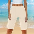 thumbnail image 3 of Womens Pull on Shorts Comfortable Knee-Length Shorts for Women - Cotton Linen Drawstring Lightweight Wide Leg Bermuda Pants with Pockets Khaki S, 3 of 3