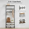 thumbnail image 5 of Kojooin Coat Rack Shoe Bench, Metal Frame Multifunctional Hallway Organizer, 4-in-1 Wood Look Accent Furniture for Bathroom, Hallway, 5 of 8