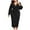 Black, variant on Lindreshi Plus Size Dresses for Women on Women Casual Solid Loose Ruffled Hem Zipper Long Sleeve V-Neck Dress