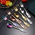 thumbnail image 4 of 1 Set of Dessert Forks Mixing Spoons Rose Pattern Cutlery Rose Handle Spoons Forks, 4 of 8