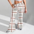 thumbnail image 4 of Women's Fashion Loose Drawstring Waist Plaid Printed Casual Sports Flared Pants, Elastic Joggers Sweatpants, Stylish Yoga Pants for Women,Light Gray,L, 4 of 8