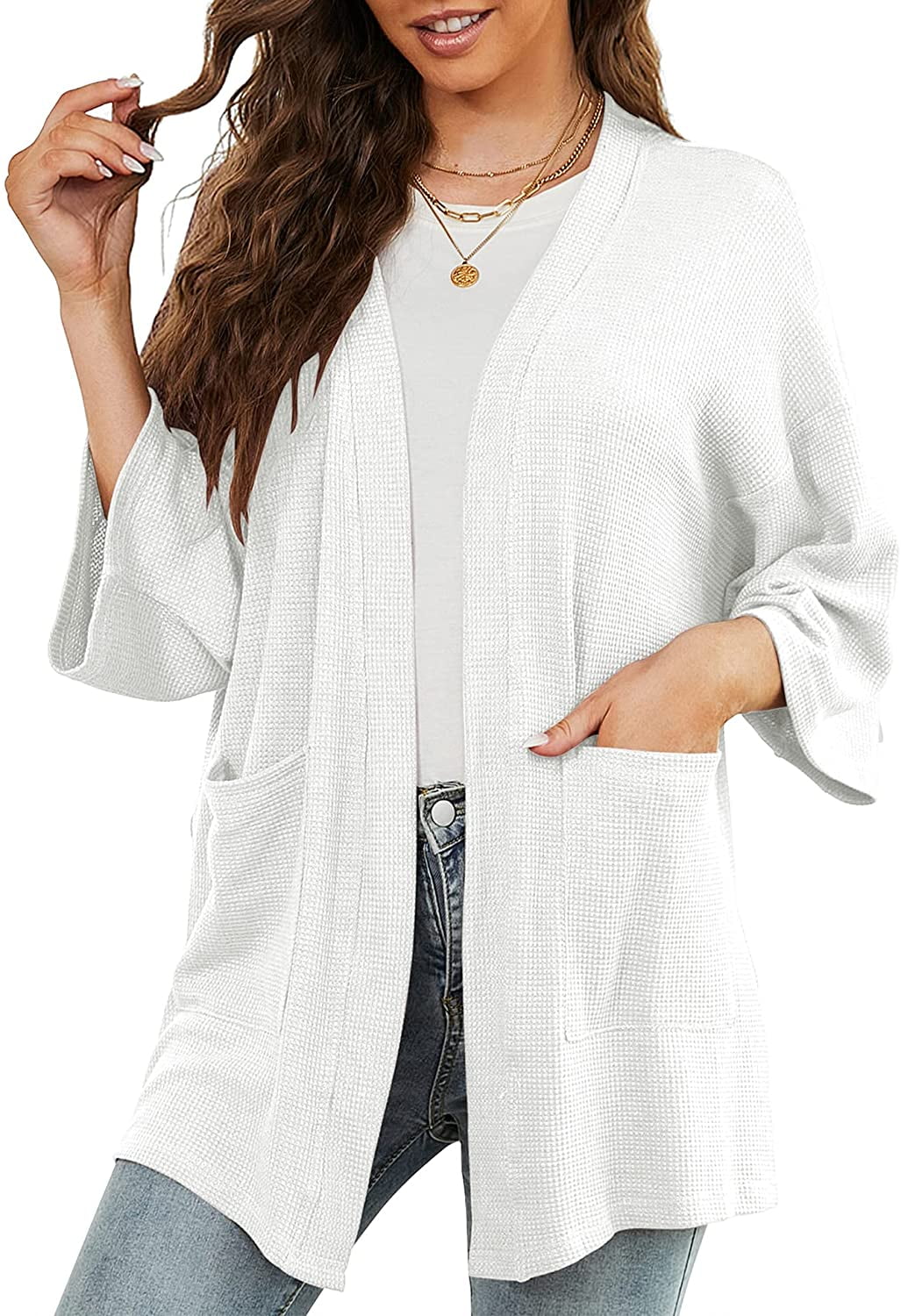 Women Lightweight Cardigans 3/4 Sleeve 