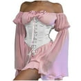thumbnail image 2 of SELONE Gothic Clothing Women Outfit Court Long Sleeve Halloween Corset Tube Top Mini A Line Corset Tops Dress Bell Sleeve Above Knee Vintage Party Dress Elegant Ruffle Vacation Halloween Outfit Fall, 2 of 6