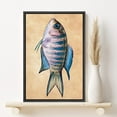 thumbnail image 2 of PixonSign Framed Canvas Print Wall Art Blue and Gray Striped Bass Animals Fish Illustrations Realism Nautical Portrait Colorful Multicolor Ultra for Living Room, Bedroom, Office - 24"x36" Black, 2 of 5