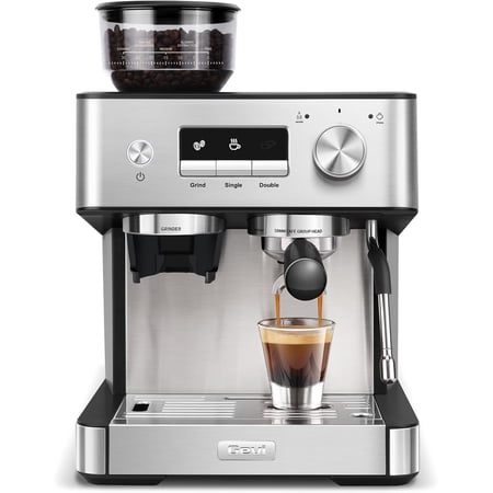 (2026 Upgrade) 20 Bar Espresso Machine with Grinder & Milk Frother, Professional Coffee Maker for Home, Cappuccino & Latte, Removable Water Tank, Steam Wand