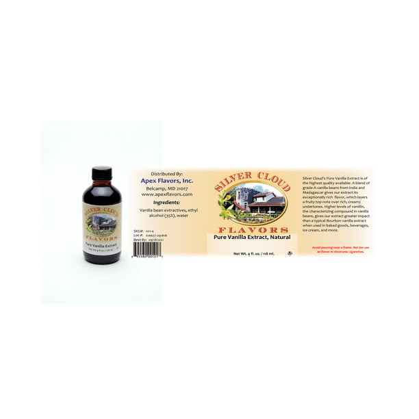 Pure Vanilla Extract, Natural 4 fl. oz. glass bottle