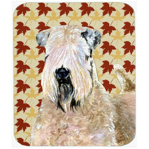Wheaten Terrier Soft Coated Fall Leaves Portrait Mouse Pad, Hot Pad Or Trivet
