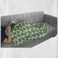 thumbnail image 6 of Jungle Leaves Soft Flannel Fleece Throw Blanket, Silhouettes of Wide Monstera Fronds with Holes and Strokes, Cozy Plush for Indoor and Outdoor Use, 50" x 70", Peacock Green, by Ambesonne, 6 of 6