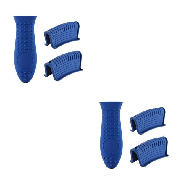 Injueey 4 piezas de cubierta de mango de olla, accesorio de utensilios de cocina, protector de aislamiento térmico grueso, cubiertas de Azul 2piezas