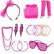 thumbnail image 2 of Lohoee 80s Juego de accesorios para disfraces- Diadema de encaje Aretes de malla Guantes C Lohoee Lohoee, 2 of 2