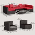 thumbnail image 2 of Ensemble Sectionnel en Osier pour Patio de 7 Pcs - Sofa d'Extérieur Rouge Vin avec Table Basse, Rotin PE Résistant aux Intempéries, Parfait pour le Salon Ou les Sièges de Jardin (29,5 Pouces x 29,5 Pouces), 2 of 7