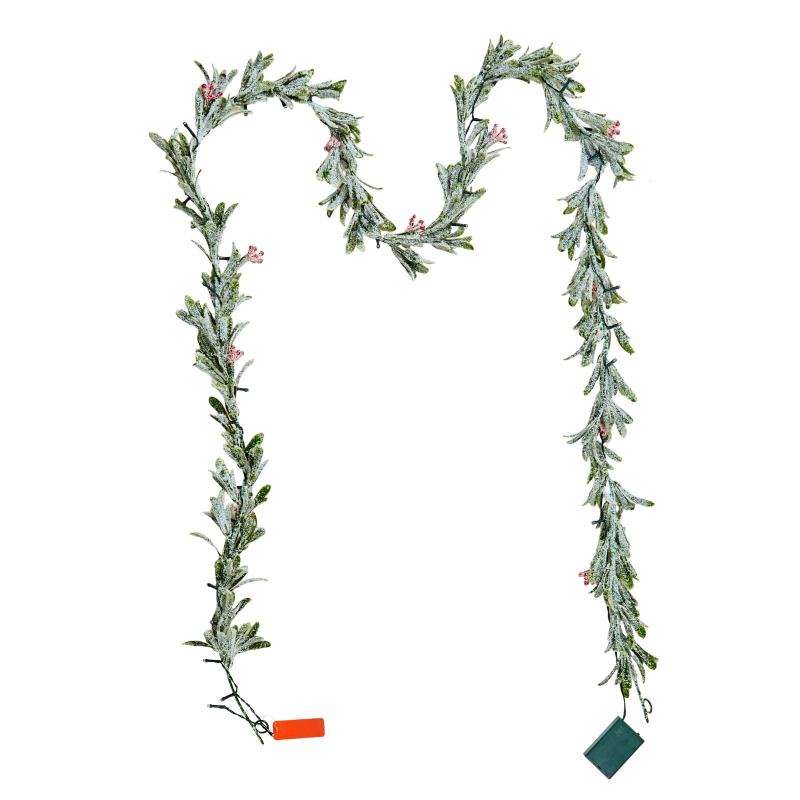 9ft LED Christmas Garland, Realistic Olive Vines Red Berries, Full Fluffy Artificial Greenery for Mantle Stair Fireplace Holiday Decor