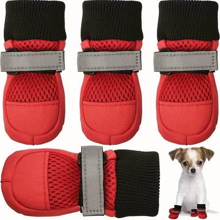 ENIYUU 4pcs Dog Boots Waterproof Dog Shoes Paw Protector For Summer Hot Pavement Winter Snowy Days Outdoor Walking Indoor Hardfloors Anti Slip Sole