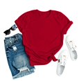 thumbnail image 3 of Garbnen Short Sleeve Shirts for Women Casual Crew Neck Tshirts for Women Basic Solid Color Lightweight Trendy Women Tunic Tops Red XL, 3 of 5