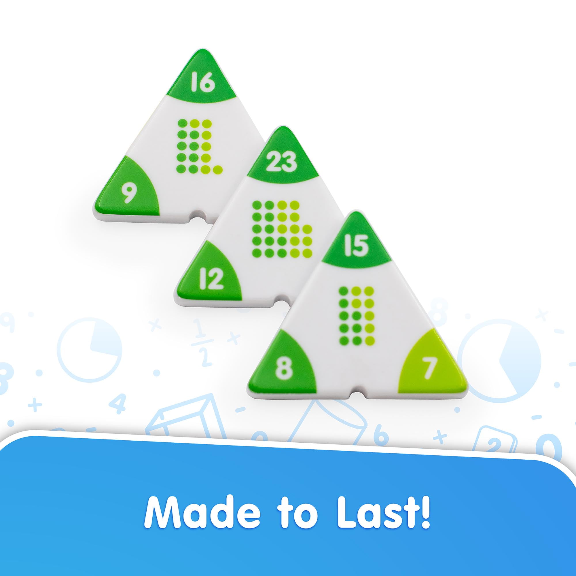 Junior Learning: Addition Triangles - Cover & Learn, Memorize Addition & Subtraction Equations, Color-Coded Visual Math Manipulative, Melamine Pieces