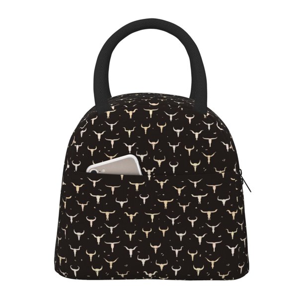Balery Cow Skulls Bolsa de Almuerzo para Mujeres, Caja de Almuerzo, Bolsa de Almuerzo Pequeña Impermeable, Tote de Almuerzo Reutilizable con Gran Capacidad