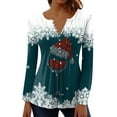 thumbnail image 2 of Patlollav Christmas Blouses,Womens Fashionable V-Neck Long Sleeve Button Tops, 2 of 7