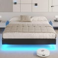 thumbnail image 2 of Floating Bed Frame with LED Lights Full Size Modern Upholstered Platform Bed Frame no Headboard, No Box Spring Needed, Easy to Assemble,Black Faux Leather, 2 of 9